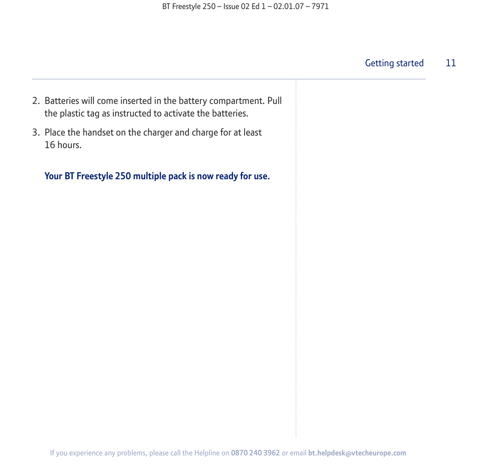 BT Freestyle 250 User Manual | Page 11 / 72