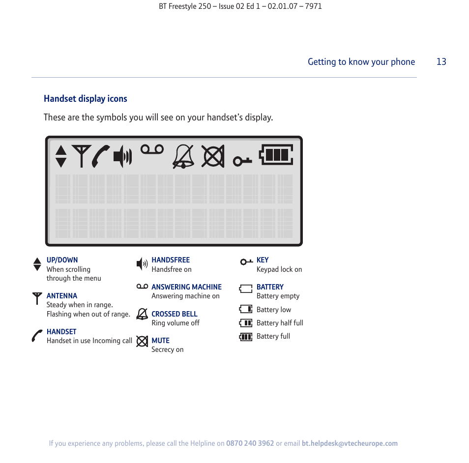 BT Freestyle 250 User Manual | Page 13 / 72