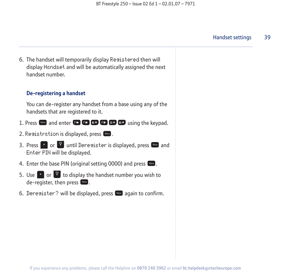 BT Freestyle 250 User Manual | Page 39 / 72