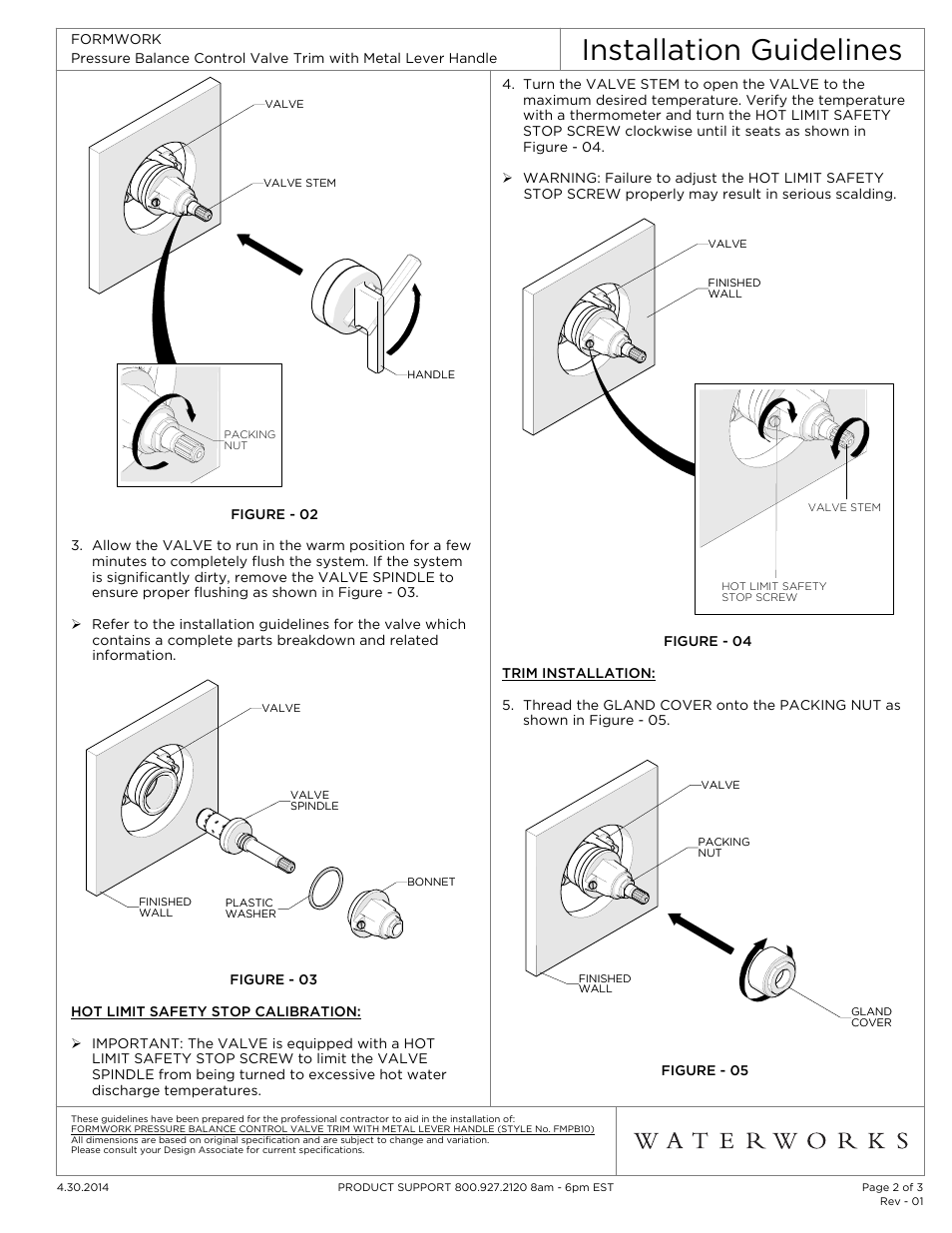 Installation guidelines | Waterworks Formwork Pressure Balance Control Valve Trim with Metal Lever Handle User Manual | Page 2 / 3