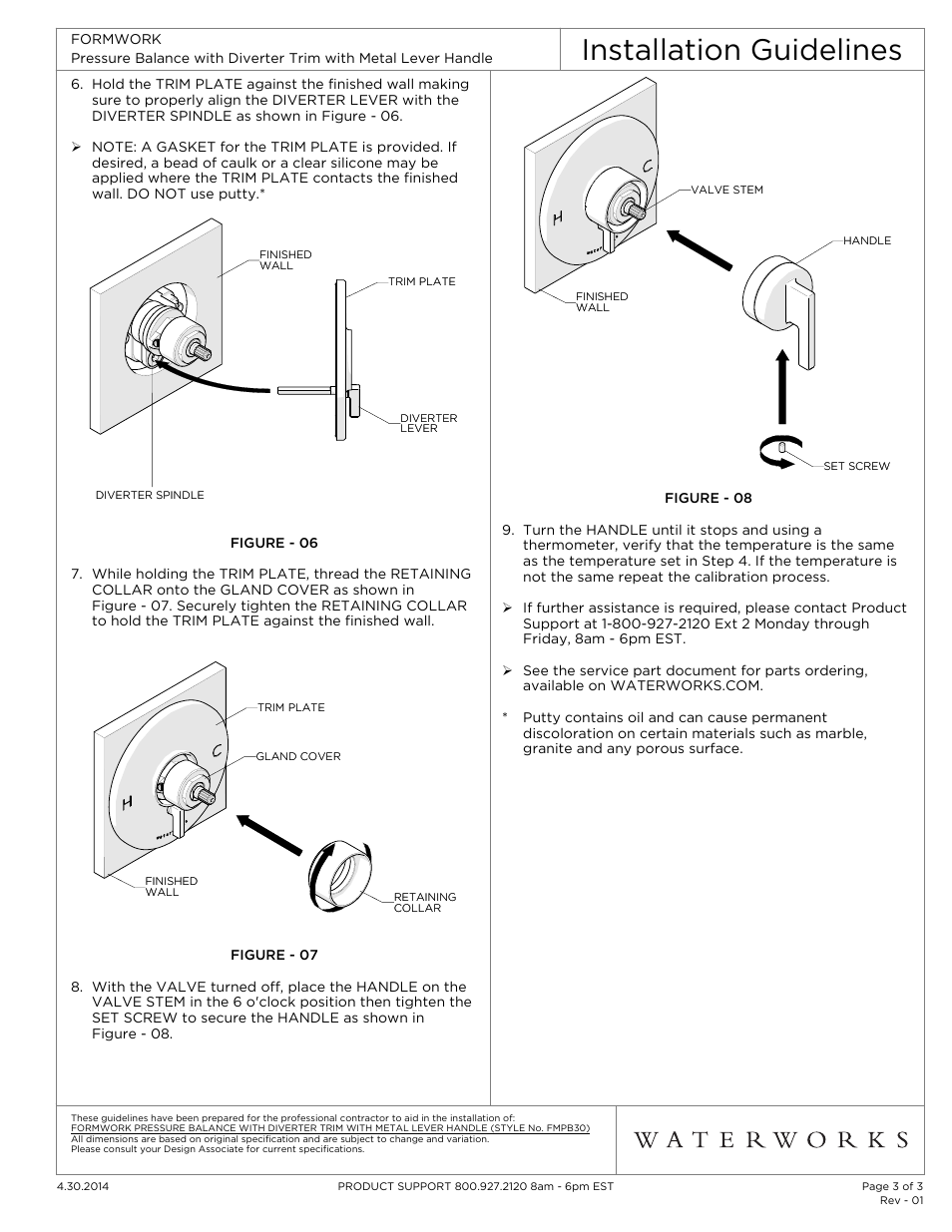 Installation guidelines | Waterworks Formwork Pressure Balance with Diverter Trim with Metal Lever Handle User Manual | Page 3 / 3