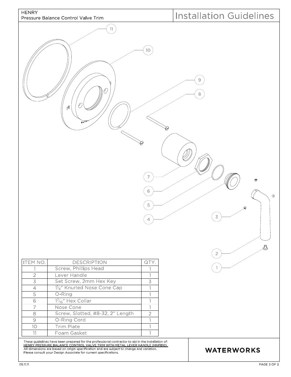 Hnpb10_ig 3.pdf | Waterworks Henry Pressure Balance Control Valve Trim User Manual | Page 3 / 10