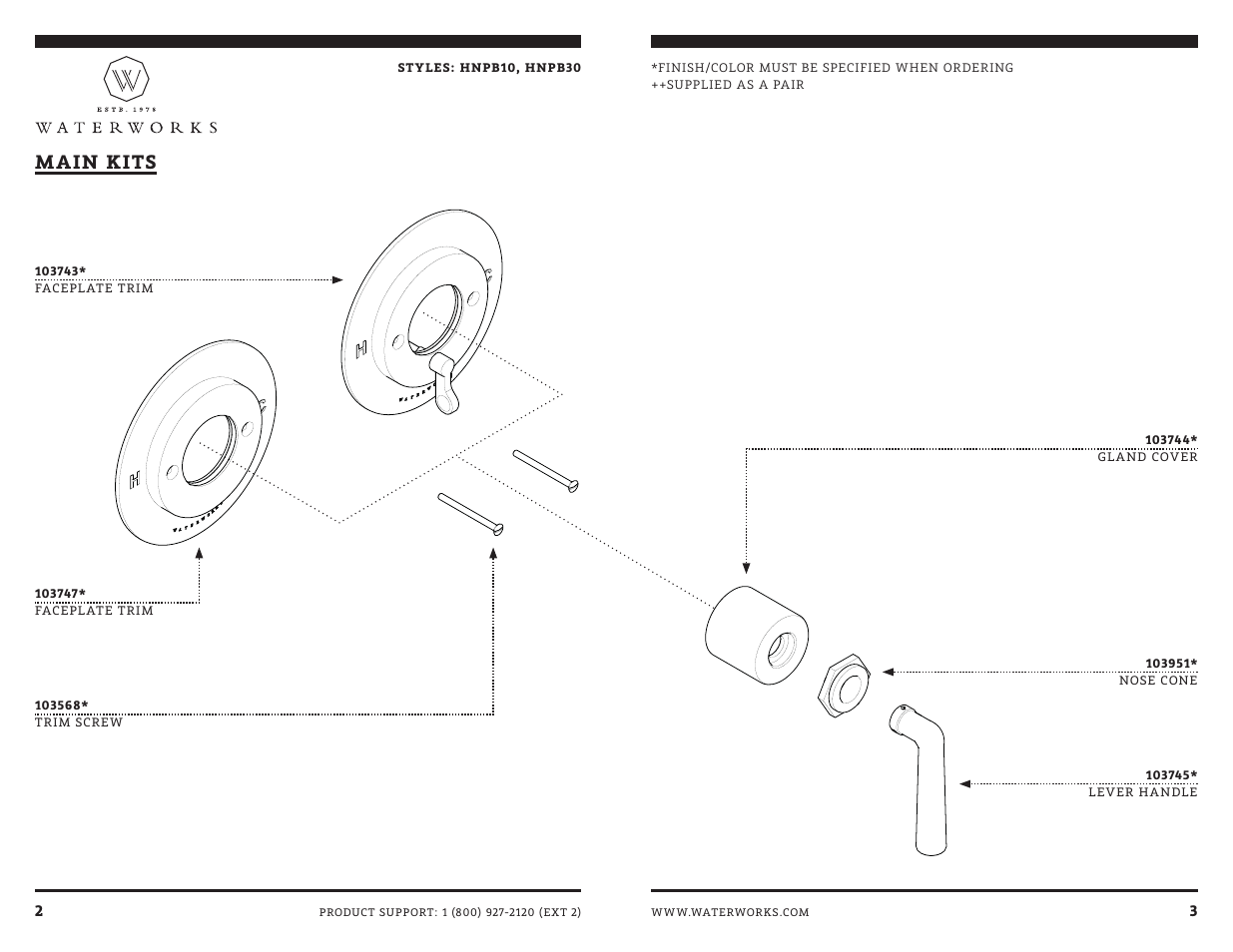 Main kits | Waterworks Henry Pressure Balance Control Valve Trim User Manual | Page 6 / 10