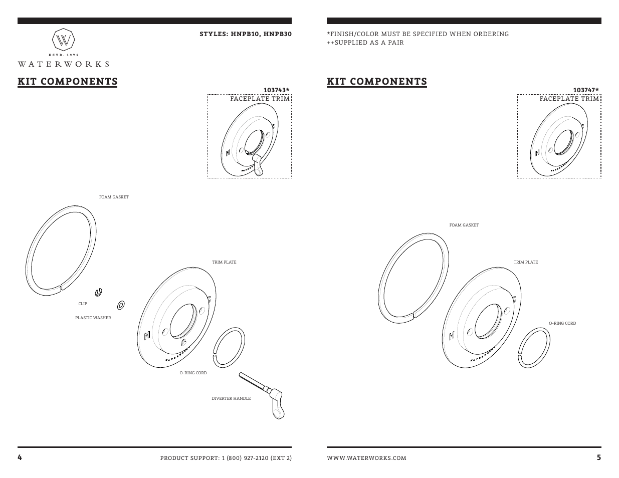 Kit components | Waterworks Henry Pressure Balance Control Valve Trim User Manual | Page 7 / 10