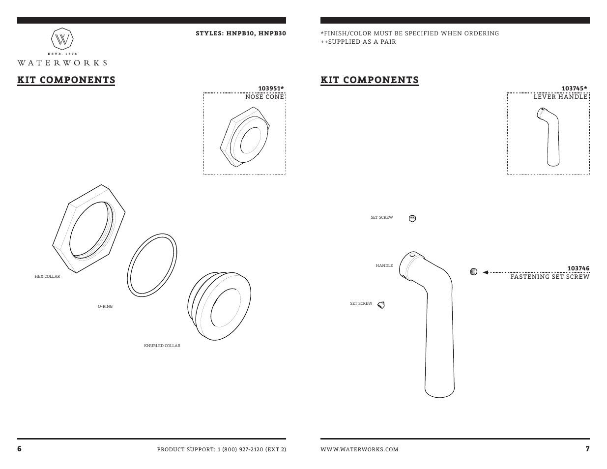 Kit components | Waterworks Henry Pressure Balance Control Valve Trim User Manual | Page 8 / 10