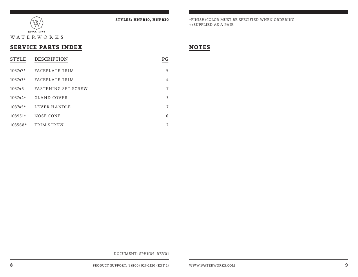 Waterworks Henry Pressure Balance Control Valve Trim User Manual | Page 9 / 10