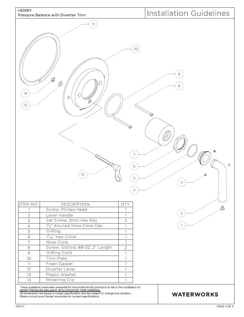 Hnpb30_ig 4.pdf | Waterworks Henry Pressure Balance with Diverter Trim User Manual | Page 4 / 11