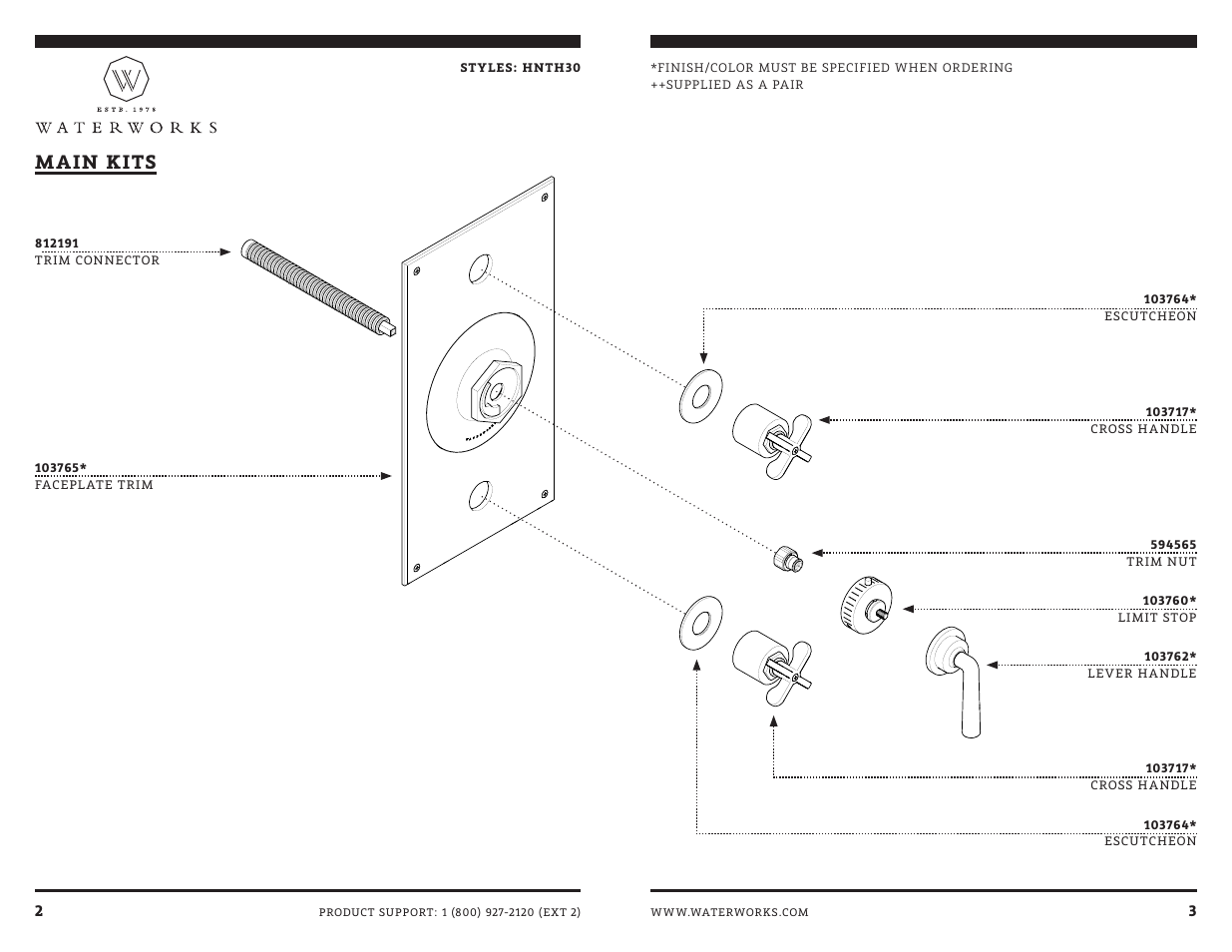 Main kits | Waterworks Henry Thermostatic with Shutoff Trim User Manual | Page 6 / 10