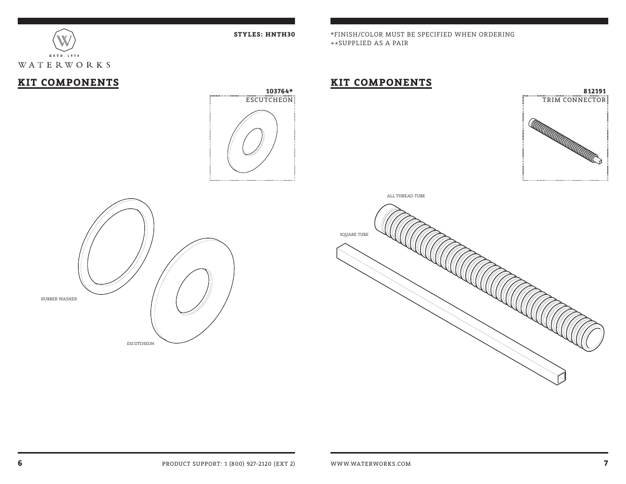Kit components | Waterworks Henry Thermostatic with Shutoff Trim User Manual | Page 8 / 10