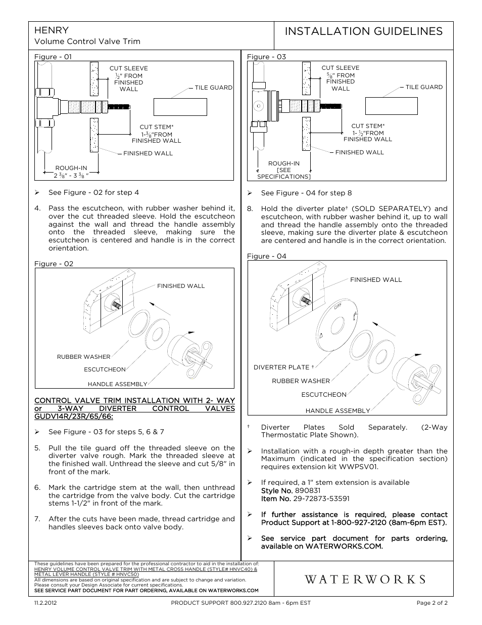 Installation guidelines, Henry | Waterworks Henry Volume Control Valve Trim User Manual | Page 2 / 7