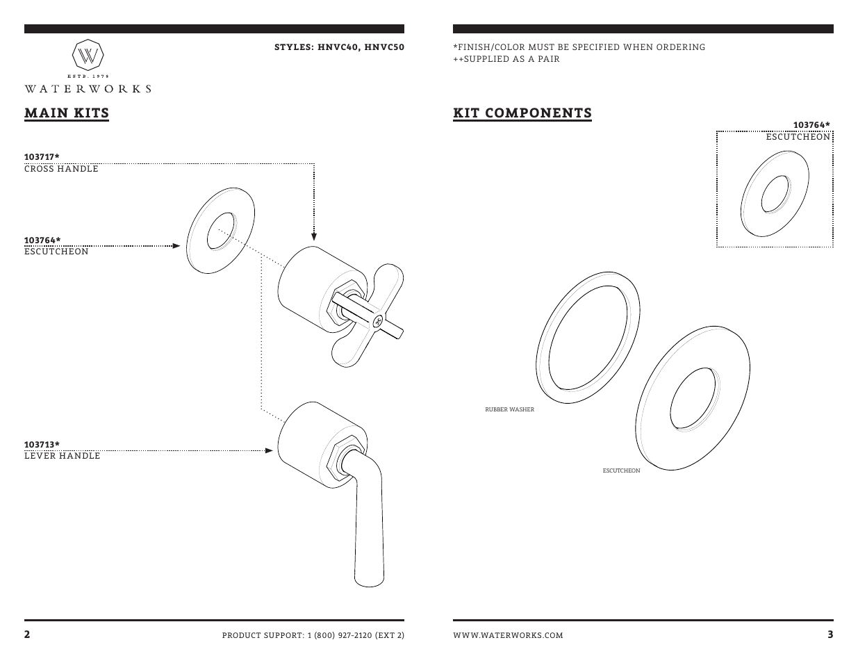 Kit components main kits | Waterworks Henry Volume Control Valve Trim User Manual | Page 5 / 7