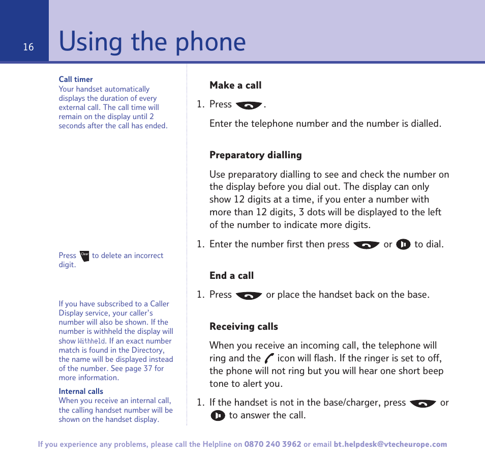 Using the phone | BT 3200 User Manual | Page 16 / 56