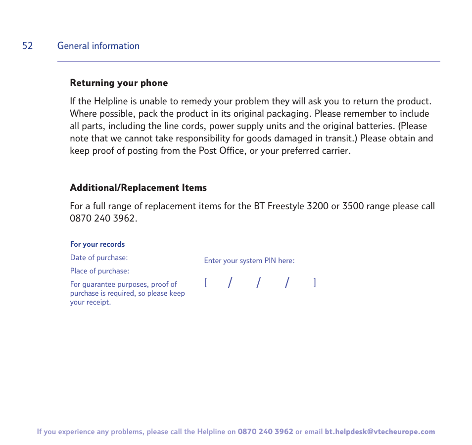 BT 3200 User Manual | Page 52 / 56