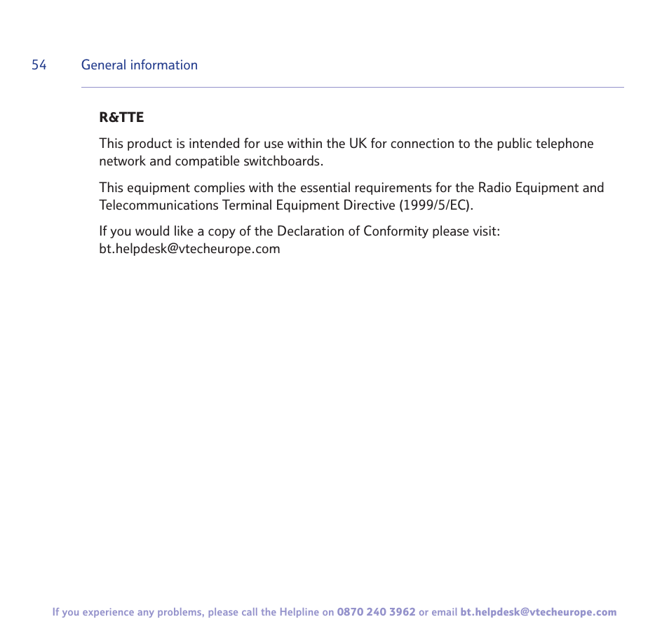 BT 3200 User Manual | Page 54 / 56