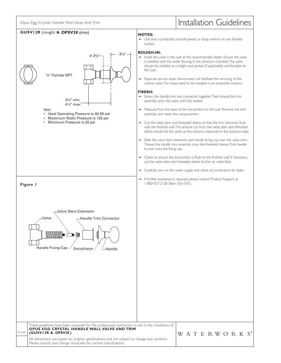 Waterworks Opus Volume Control Valve Trim with Crystal Egg Handles User Manual | 1 page