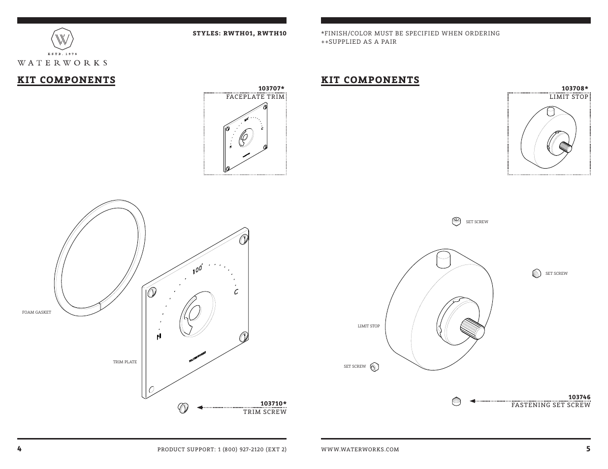 Kit components | Waterworks R.W. Atlas Thermostatic Control Valve Trim with Metal Lever Handle User Manual | Page 7 / 10
