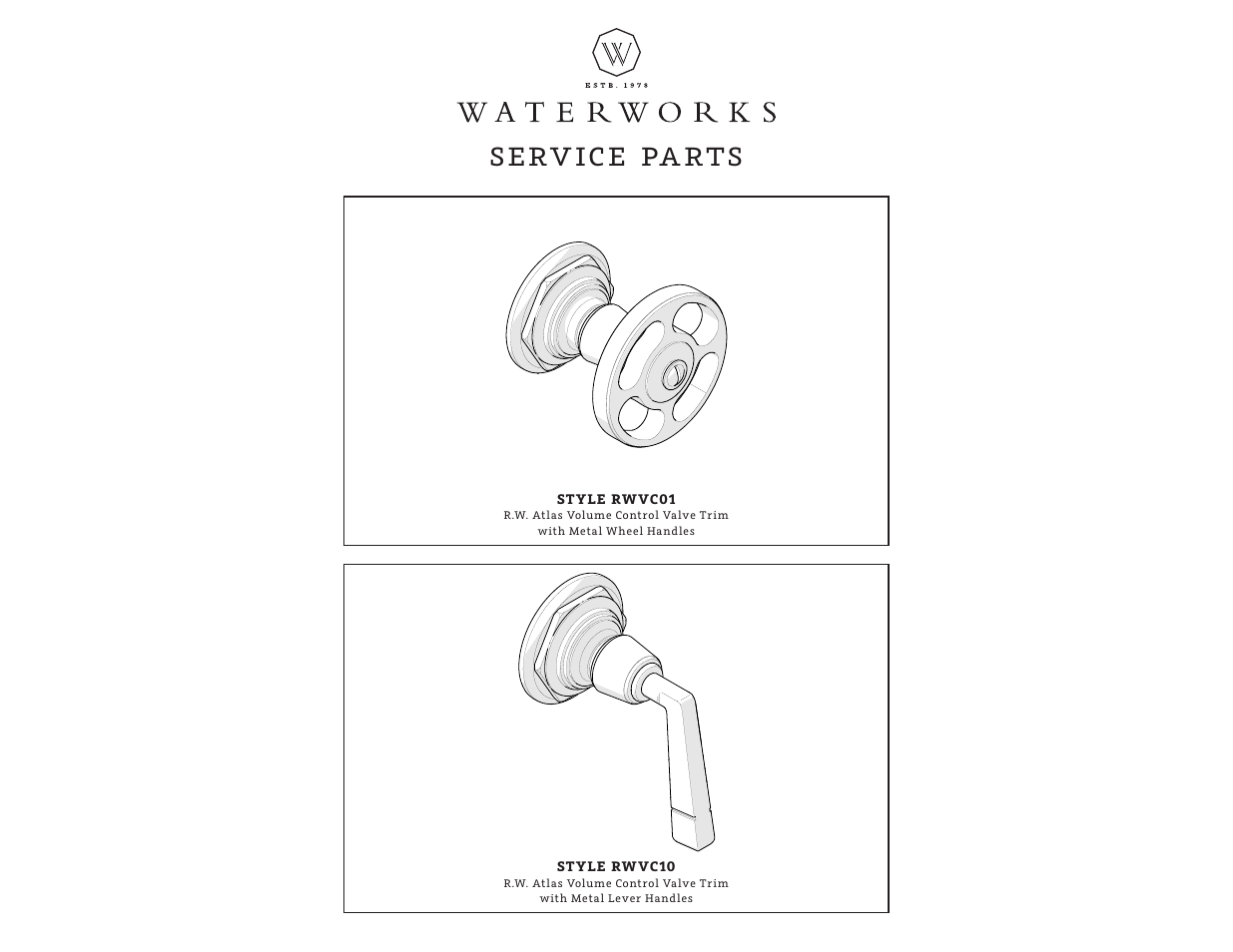 Sprw07_rev01_web, Serv ice pa rts | Waterworks R.W. Atlas Volume Control Valve Trim with Metal Lever Handle User Manual | Page 3 / 7
