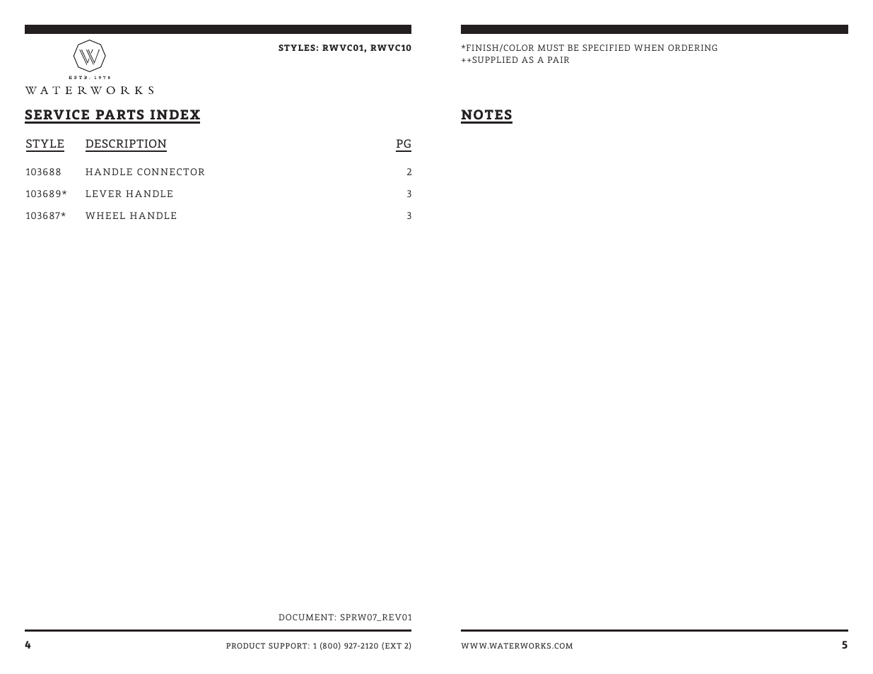 Waterworks R.W. Atlas Volume Control Valve Trim with Metal Lever Handle User Manual | Page 6 / 7