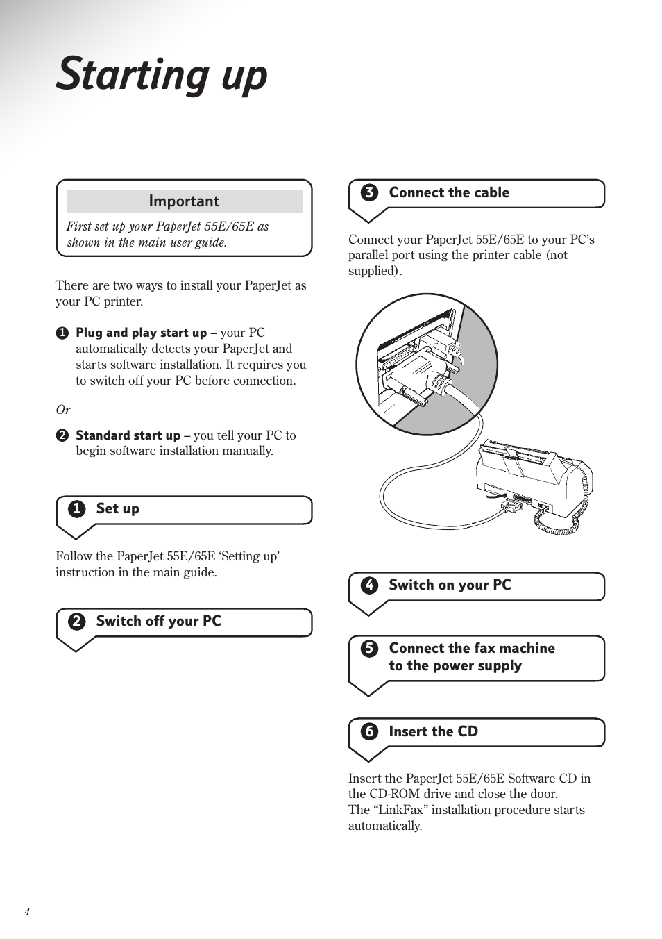 Starting up | BT PaperJet 65e User Manual | Page 5 / 11