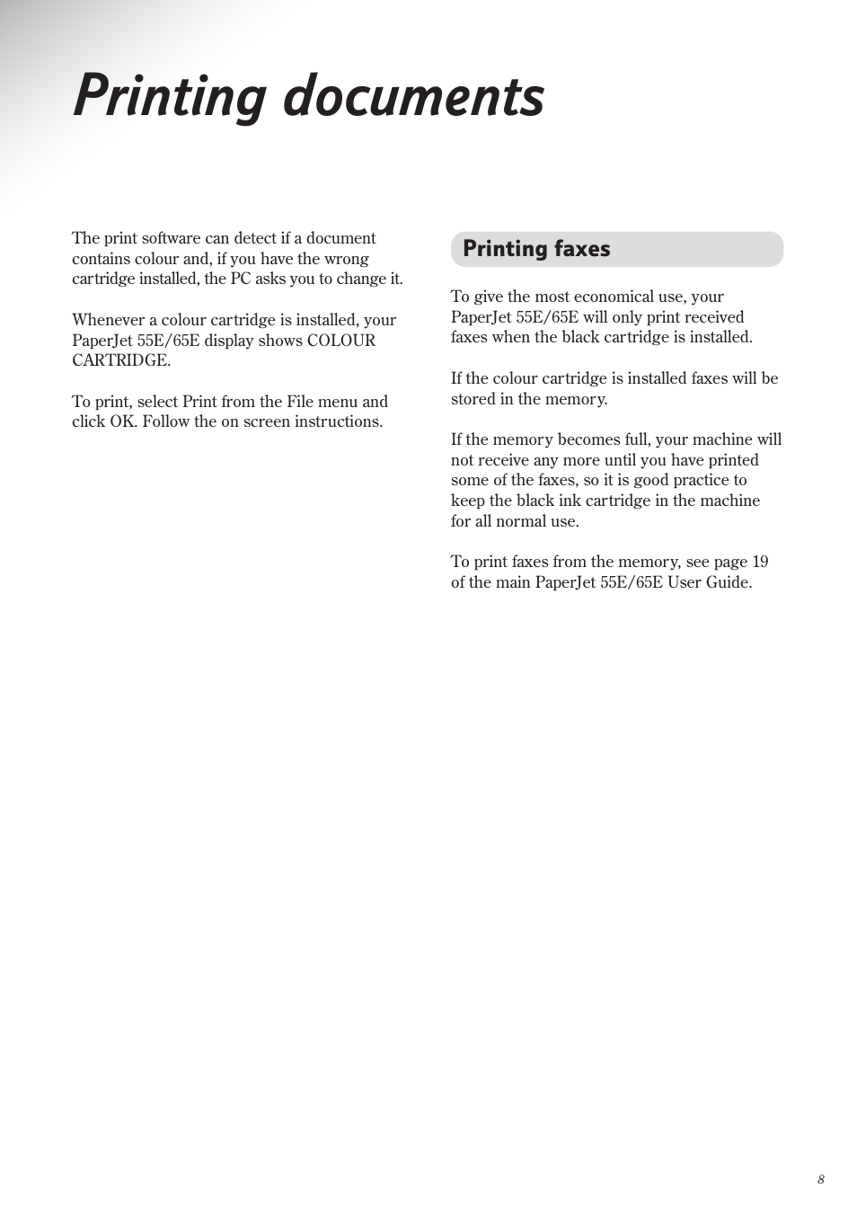Printing documents | BT PaperJet 65e User Manual | Page 9 / 11