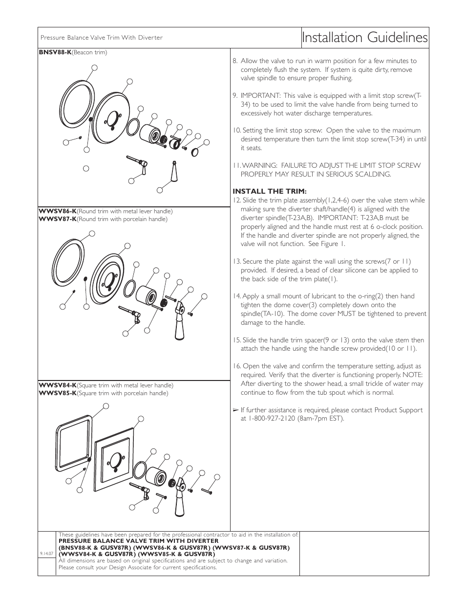 Installation guidelines | Waterworks Universal Round Pressure Balance with Diverter Trim with White Porcelain Lever Handles User Manual | Page 2 / 3