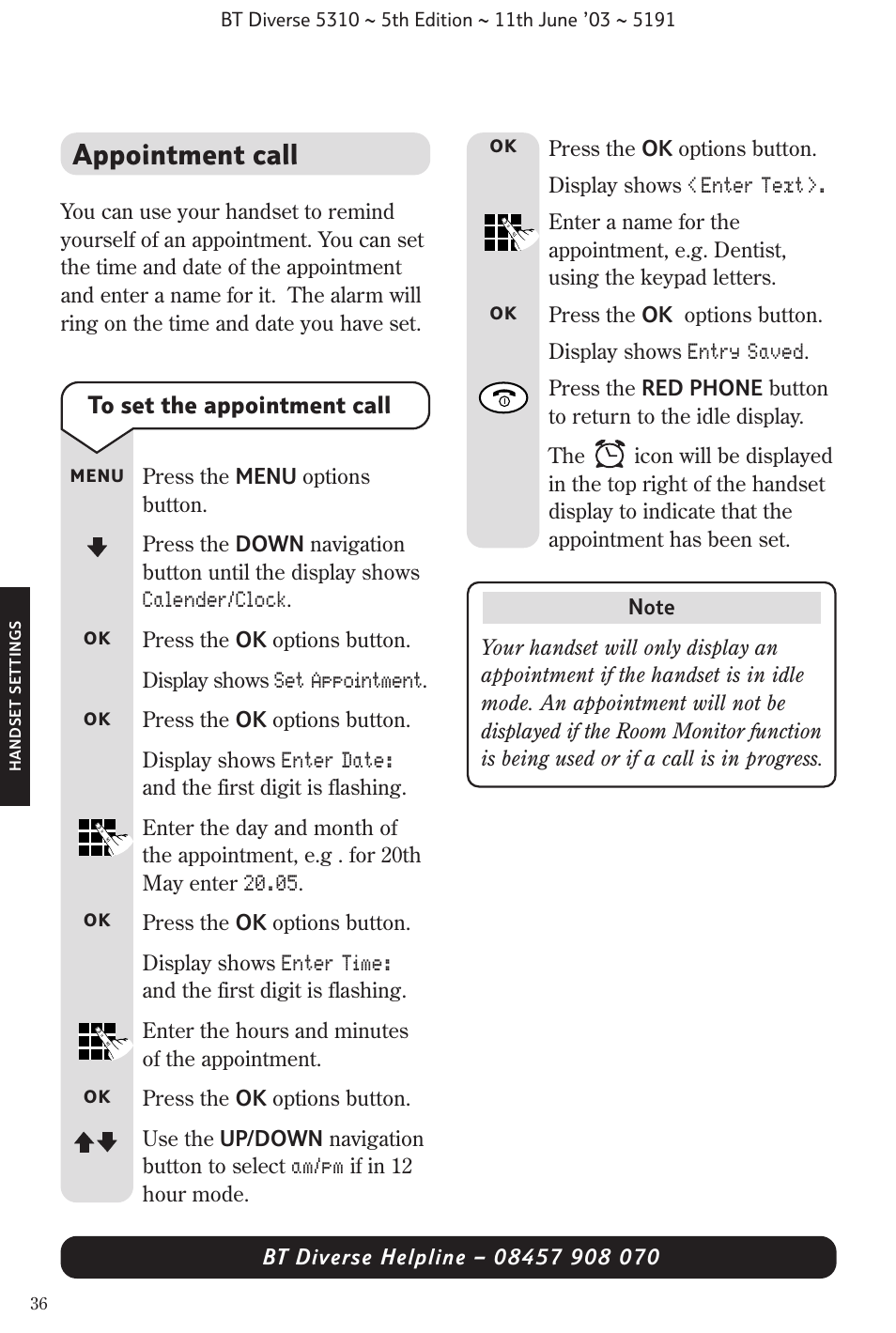 Appointment call | BT 5310 User Manual | Page 38 / 60