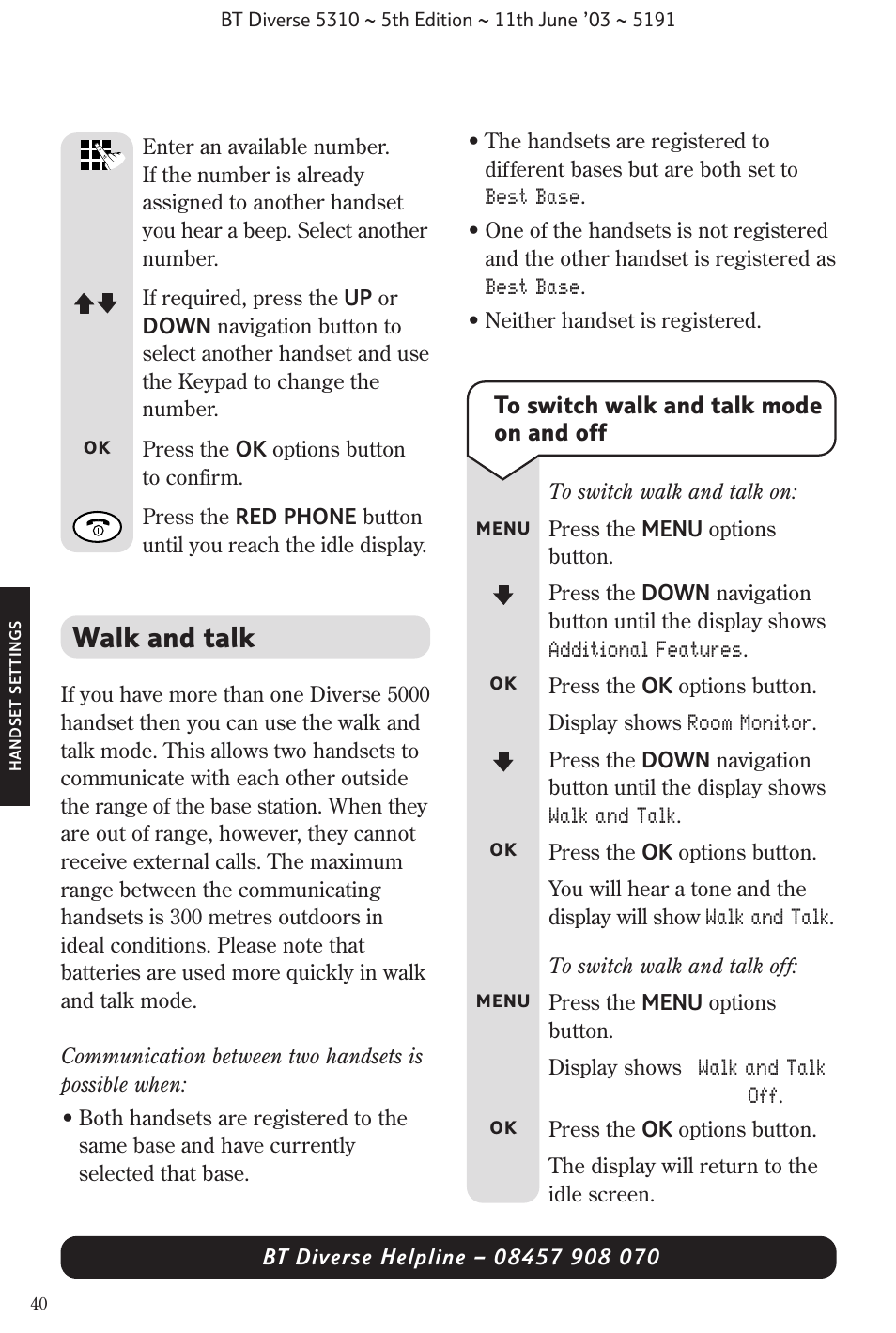 Walk and talk | BT 5310 User Manual | Page 42 / 60