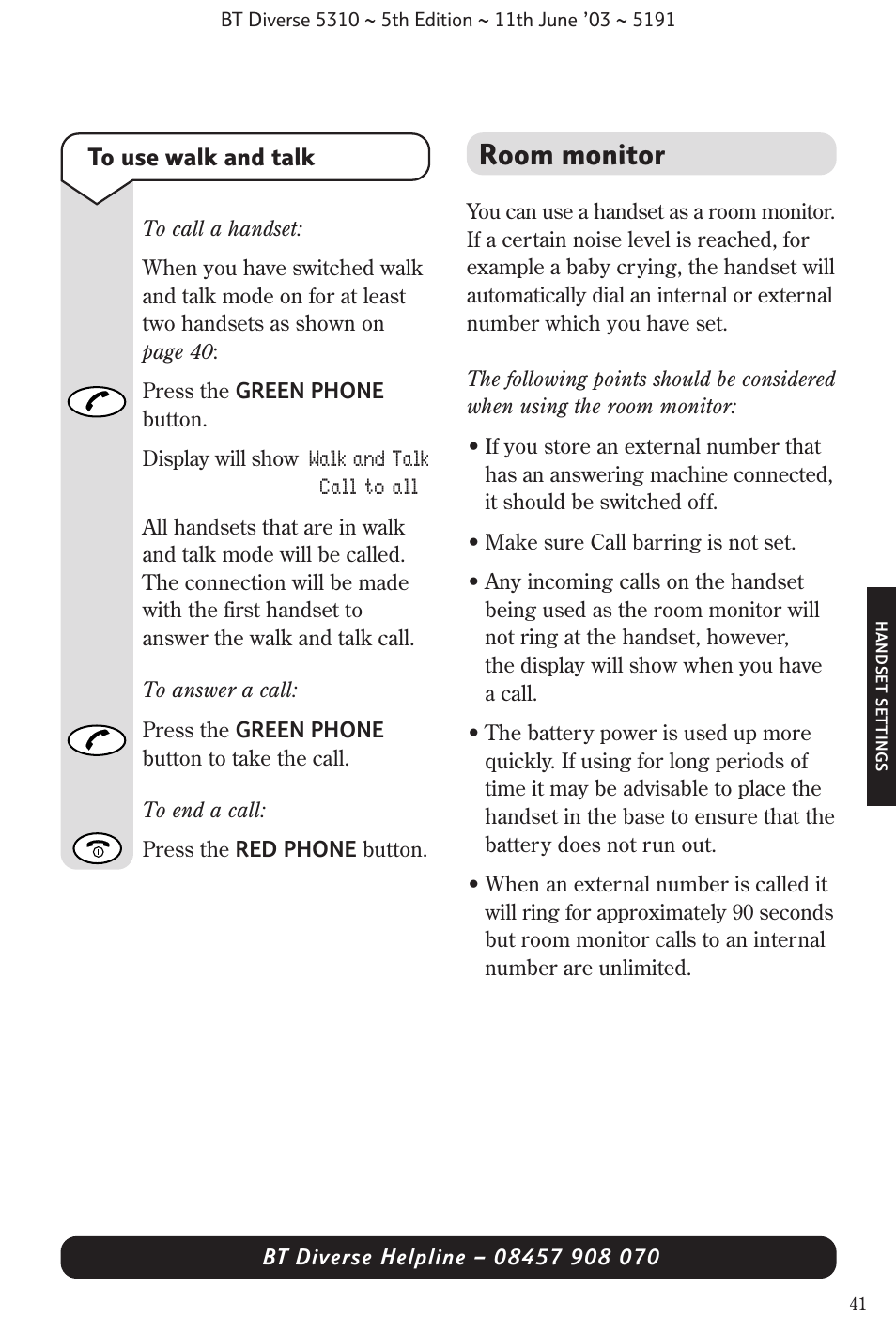 Room monitor | BT 5310 User Manual | Page 43 / 60