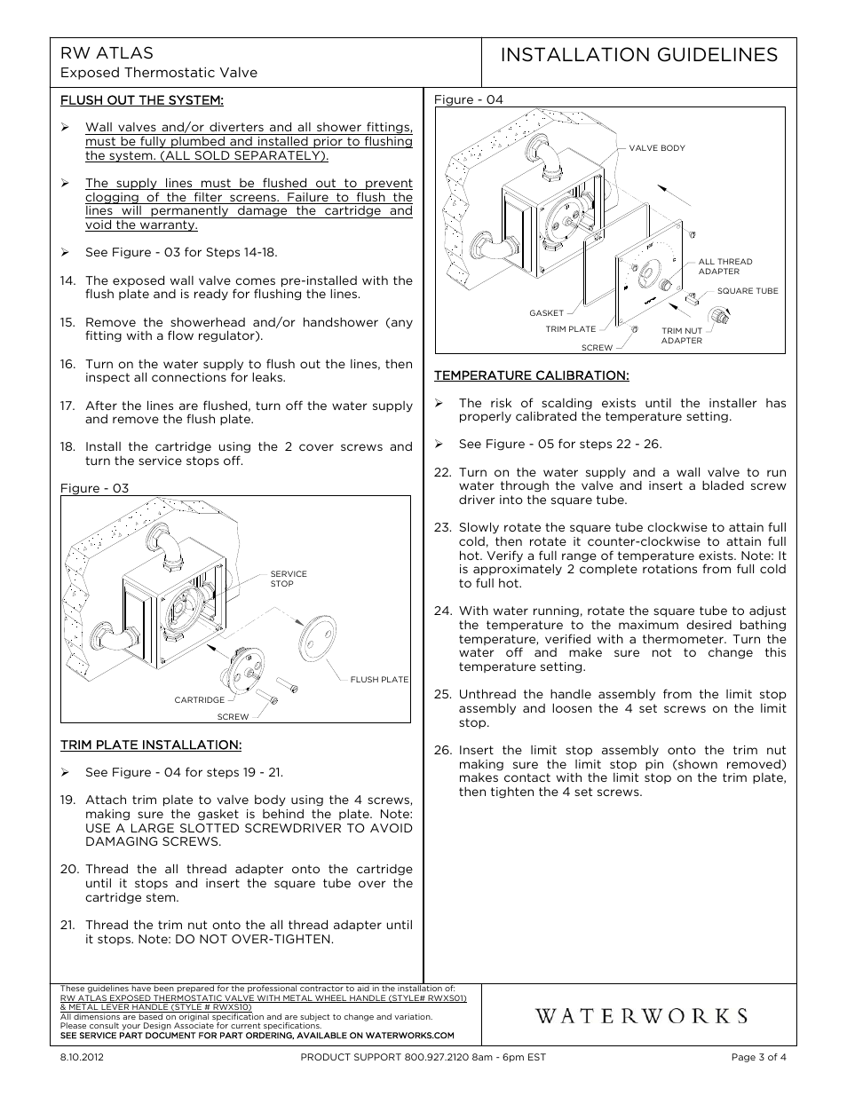 Installation guidelines | Waterworks R.W. Atlas Exposed Thermostatic Valve with Metal Lever Handles User Manual | Page 3 / 15