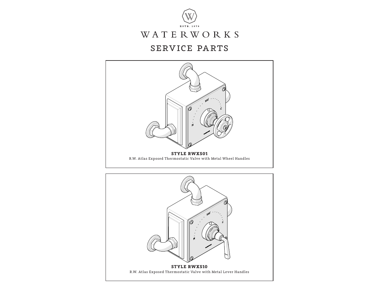 Sprw10_rev01_web, Serv ice pa rts | Waterworks R.W. Atlas Exposed Thermostatic Valve with Metal Lever Handles User Manual | Page 5 / 15