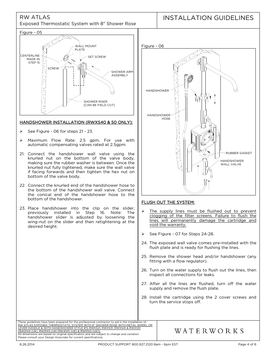 Installation guidelines | Waterworks R.W. Atlas Exposed Thermostatic System with 8" Shower Rose, Extended Arm, and Metal Wheel Handles User Manual | Page 4 / 6