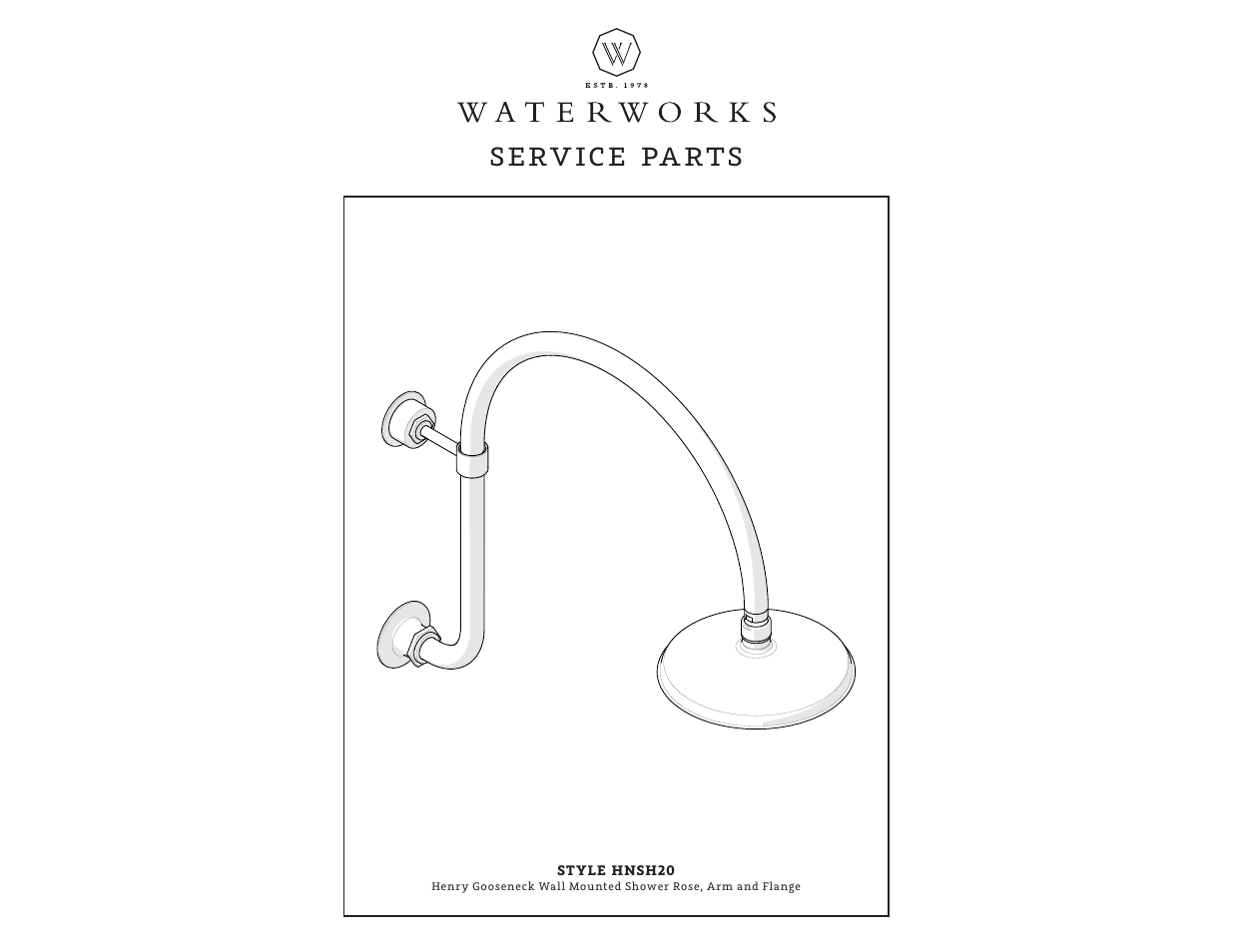 Sphn12_rev01_web, Serv ice pa rts | Waterworks Henry Gooseneck Wall Mounted 8" Shower Rose, Arm and Flange User Manual | Page 5 / 11