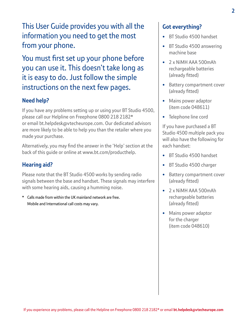 Got everything, Need help, Hearing aid | BT STUDIO 4500 User Manual | Page 2 / 50