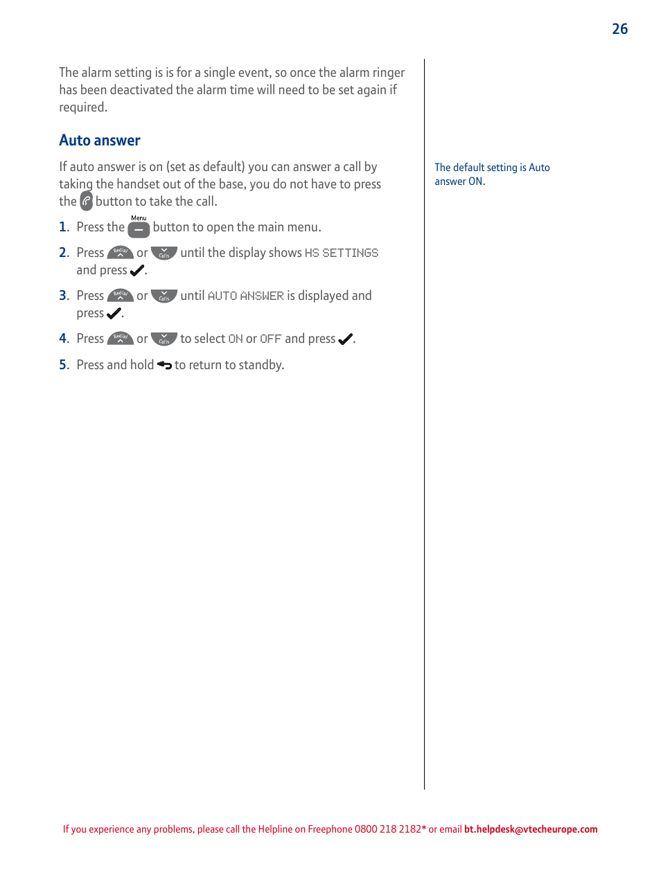 Auto answer | BT STUDIO 4500 User Manual | Page 26 / 50