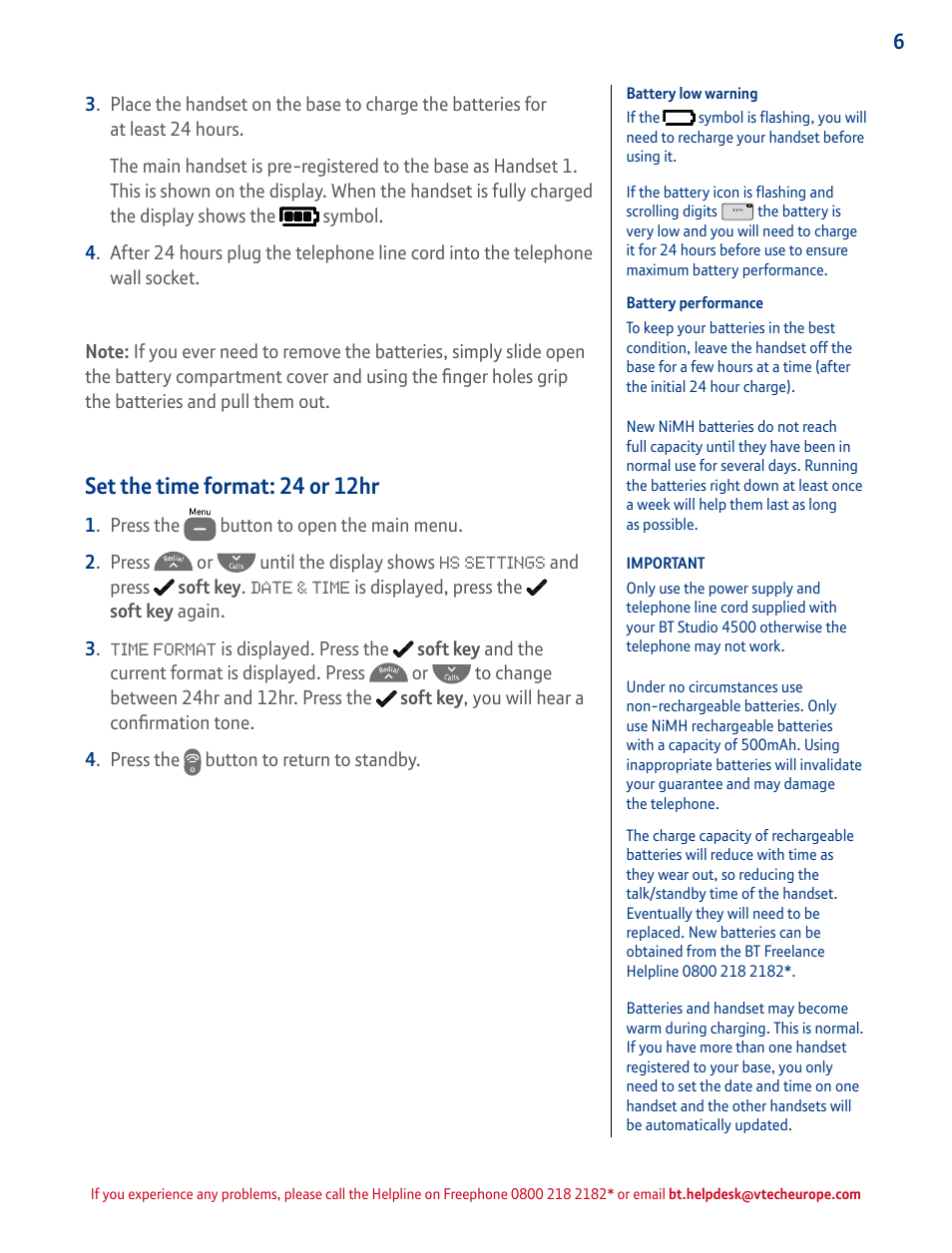 Set the time format: 24 or 12hr | BT STUDIO 4500 User Manual | Page 6 / 50
