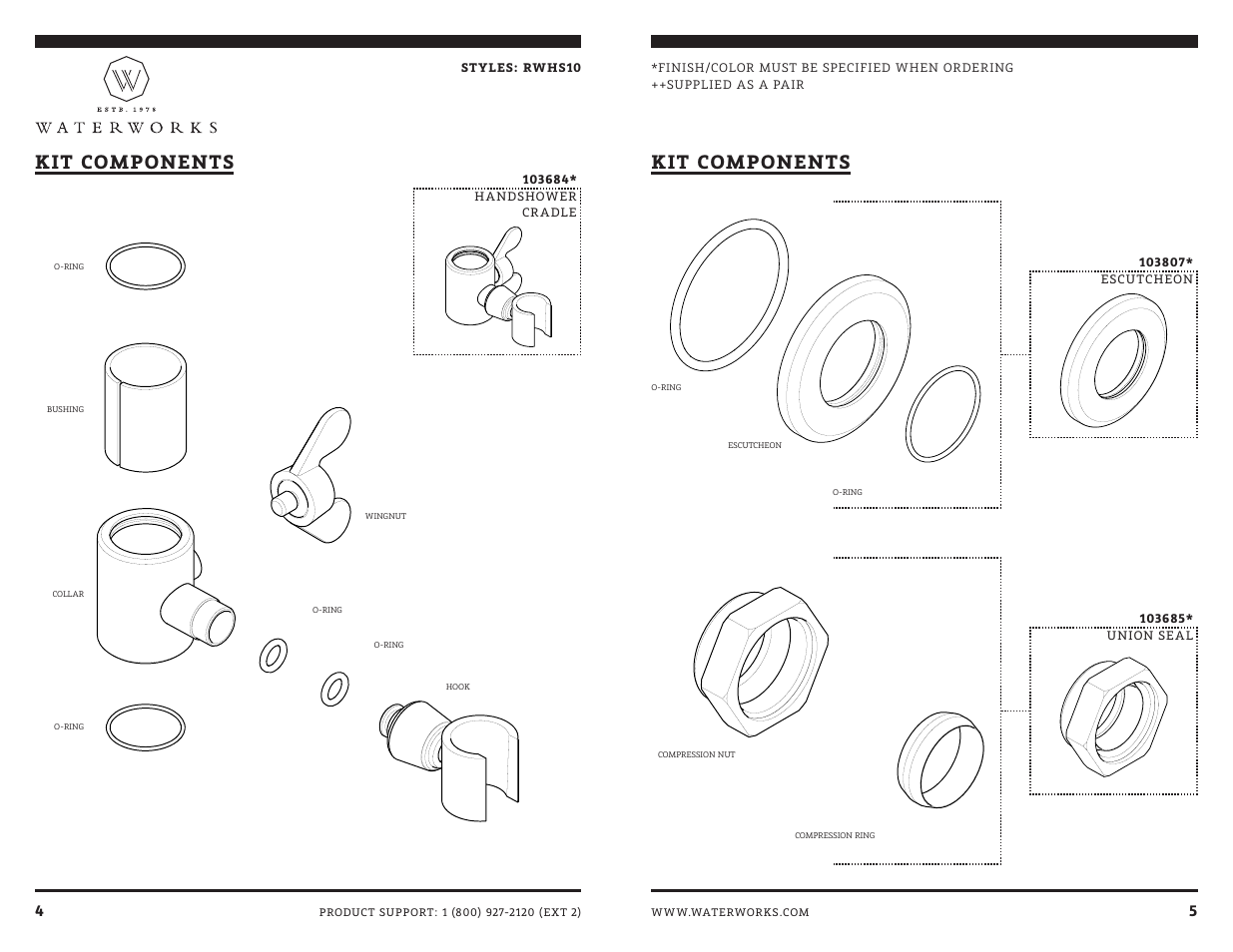 Kit components | Waterworks R.W. Atlas Handshower On Bar with Metal Handle User Manual | Page 6 / 9