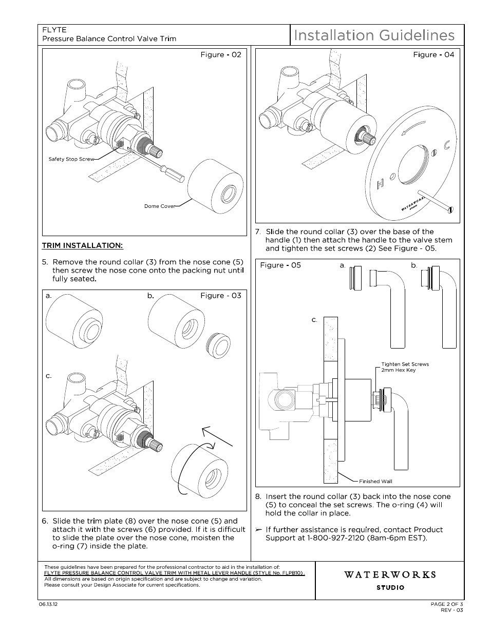 Waterworks Flyte Pressure Balance Control Valve Trim with Metal Lever Handle User Manual | Page 2 / 10