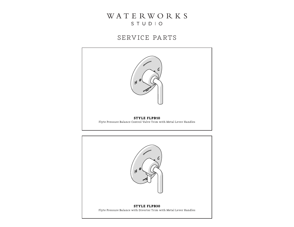 Spfl04_rev01-web, Serv ice pa rts | Waterworks Flyte Pressure Balance Control Valve Trim with Metal Lever Handle User Manual | Page 4 / 10