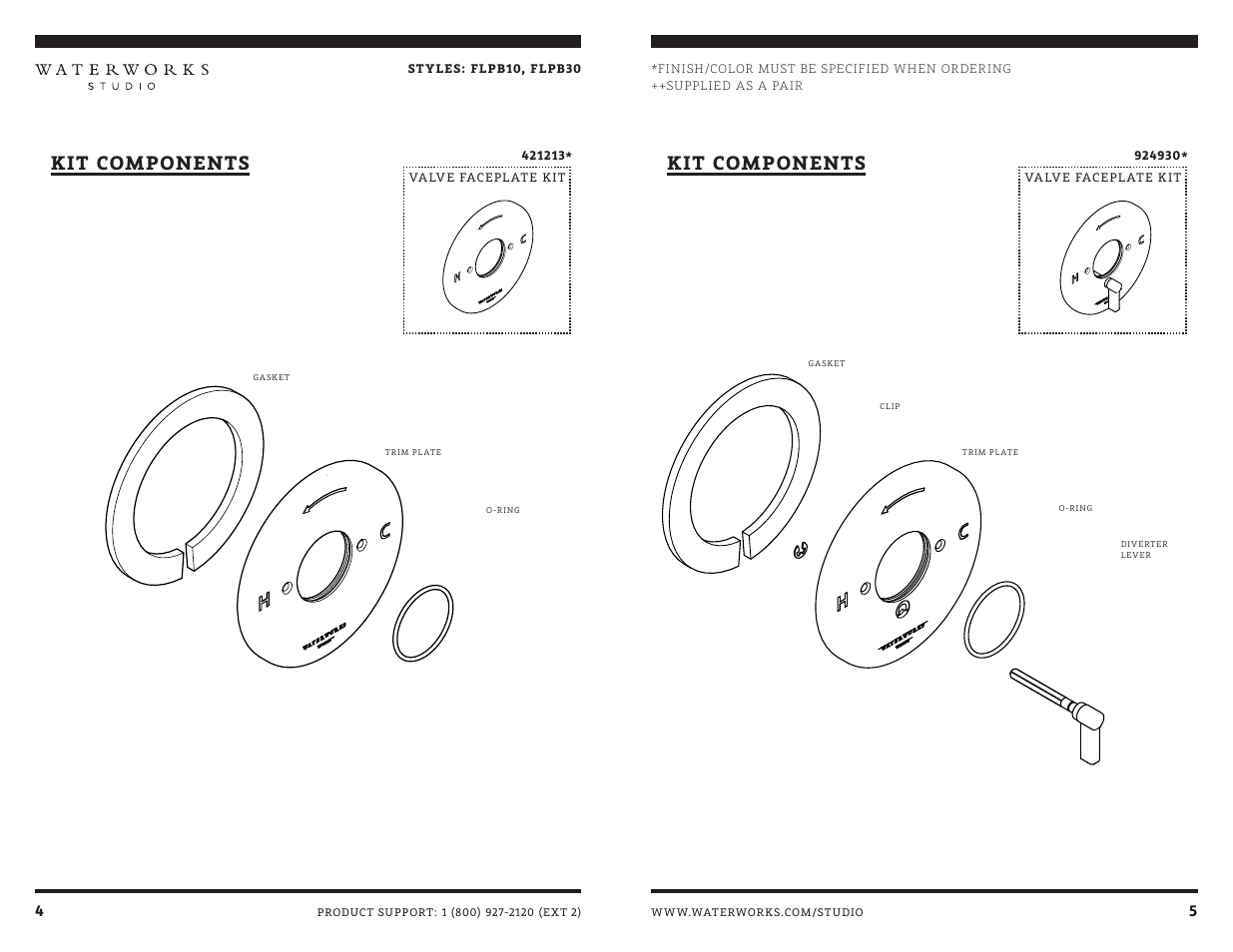 Kit components | Waterworks Flyte Pressure Balance Control Valve Trim with Metal Lever Handle User Manual | Page 7 / 10