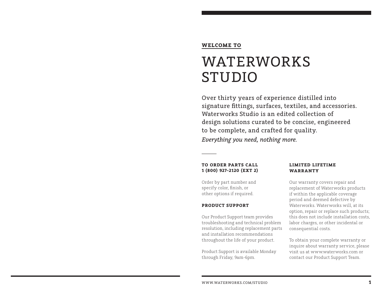 Waterworks studio | Waterworks Flyte Pressure Balance with Diverter Trim with Metal Lever Handle User Manual | Page 5 / 10