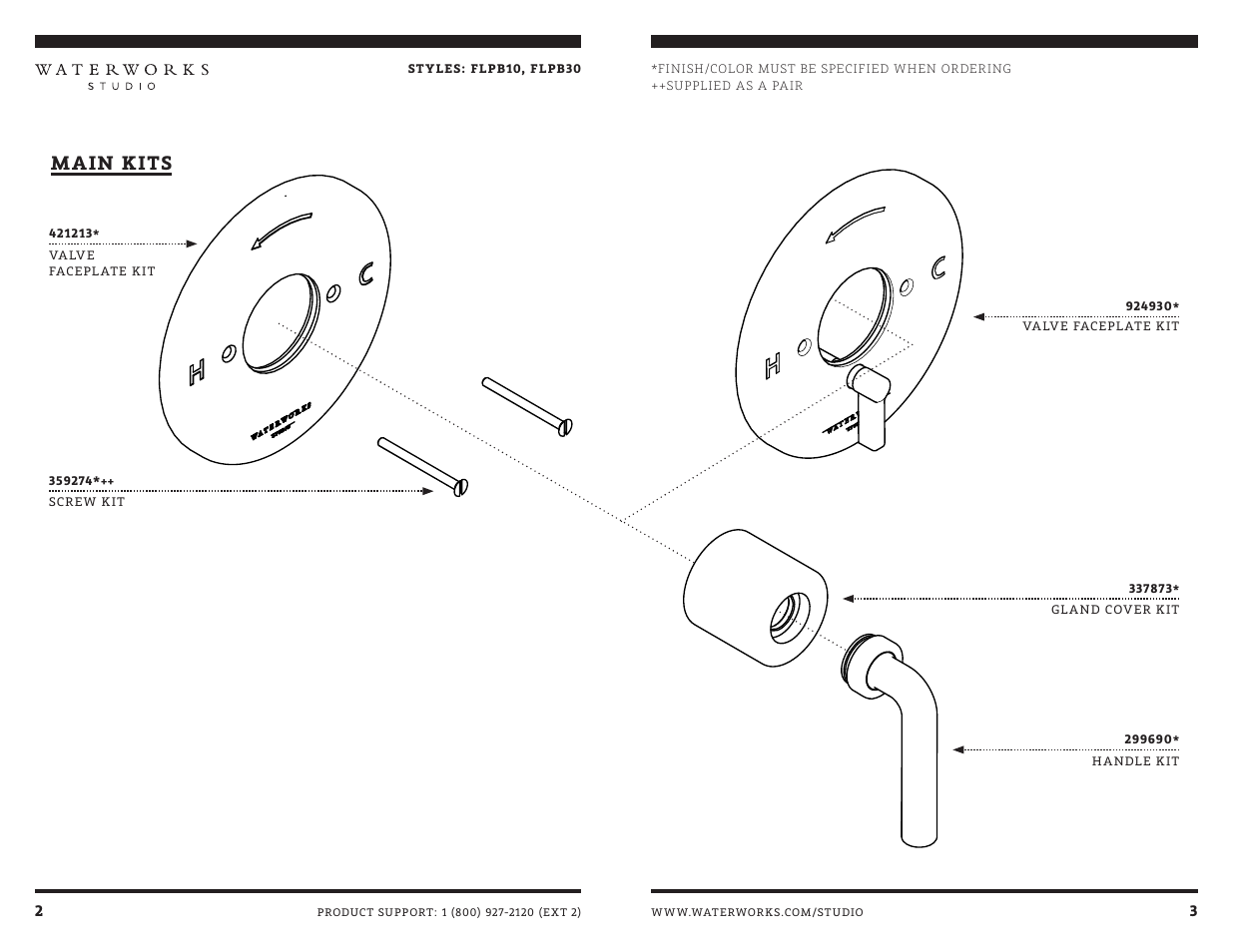 Main kits | Waterworks Flyte Pressure Balance with Diverter Trim with Metal Lever Handle User Manual | Page 6 / 10