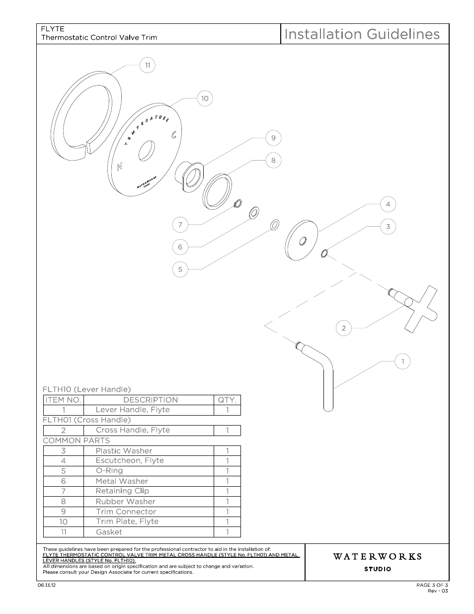 Flsv01_10_ig model (3) | Waterworks Flyte Thermostatic Control Valve Trim with Metal Lever Handle User Manual | Page 3 / 8