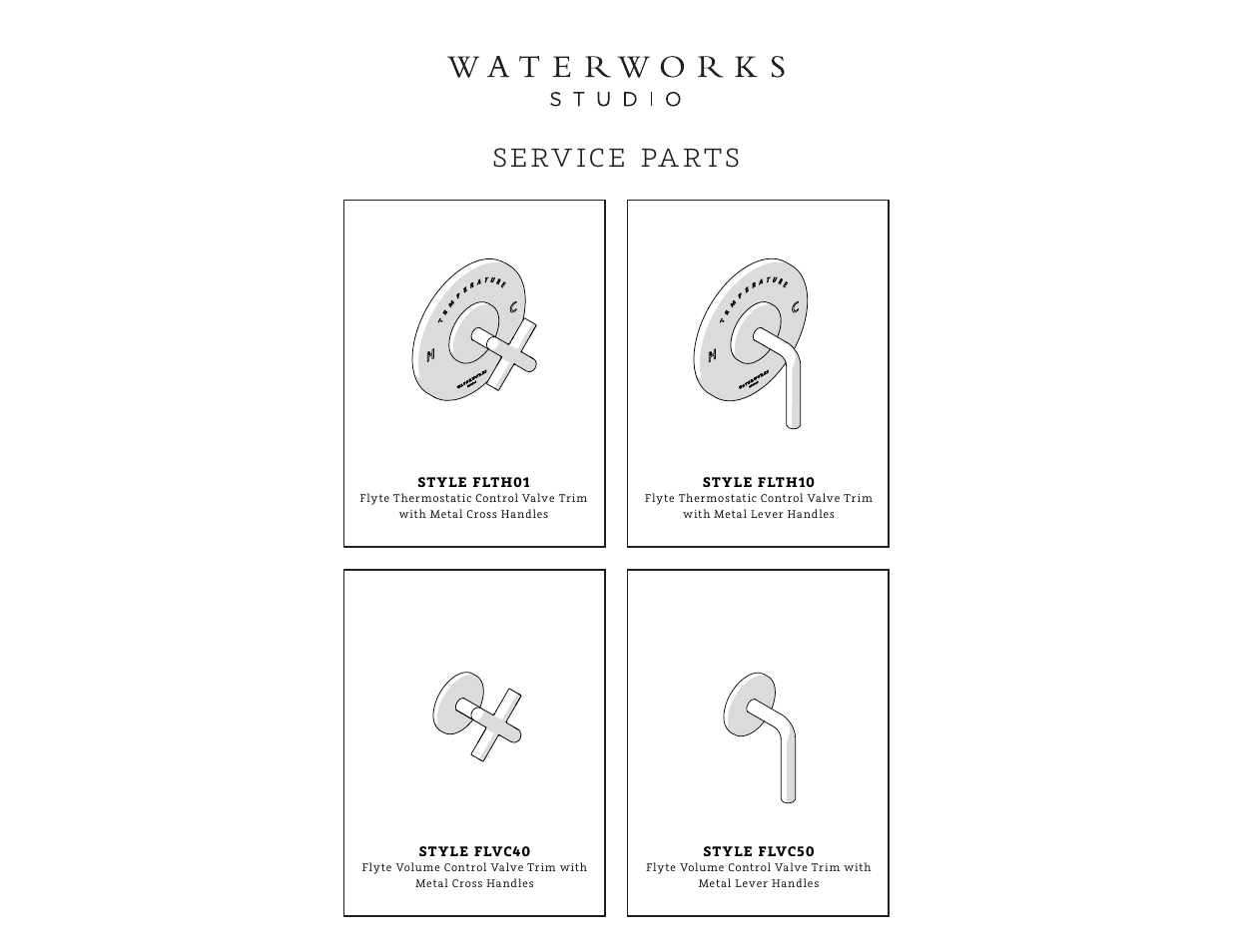 Serv ice pa rts | Waterworks Flyte Volume Control Valve Trim with Metal Lever Handle User Manual | Page 4 / 8