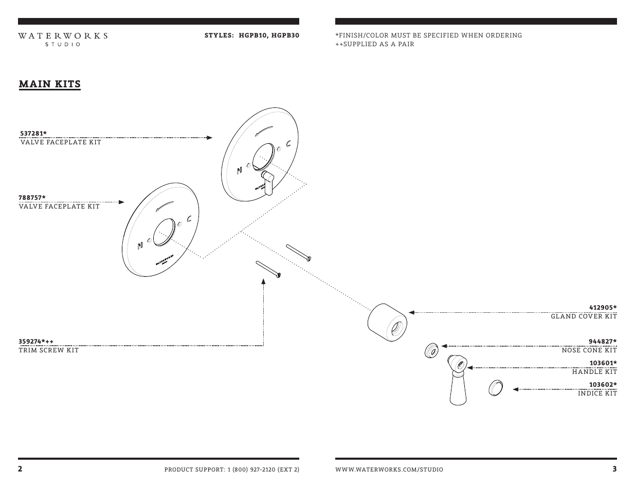 Main kits | Waterworks Highgate Pressure Balance Control Valve Trim with White Porcelain Lever Handle User Manual | Page 6 / 9