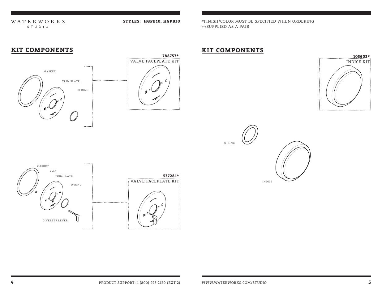 Kit components | Waterworks Highgate Pressure Balance Control Valve Trim with White Porcelain Lever Handle User Manual | Page 7 / 9