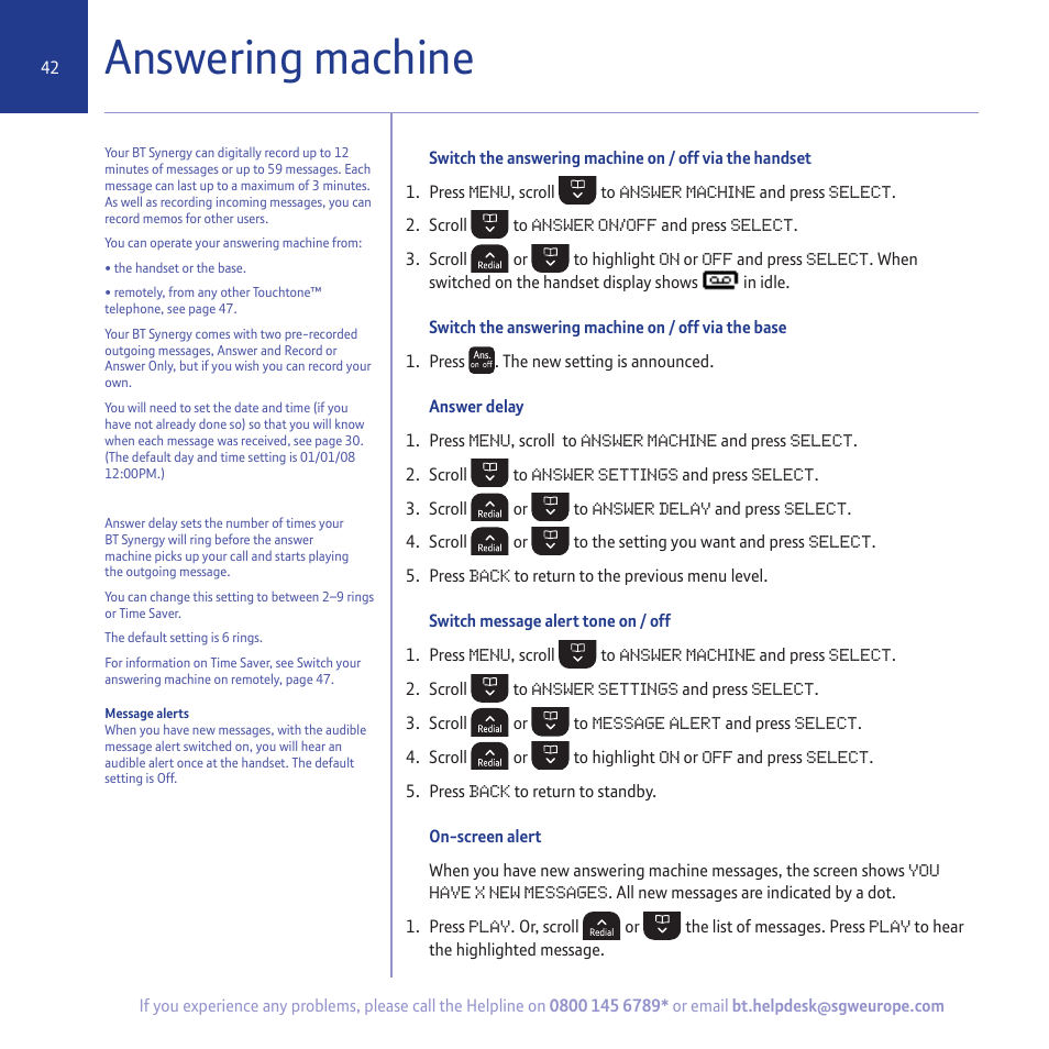 Answering machine | BT 5500 User Manual | Page 42 / 68