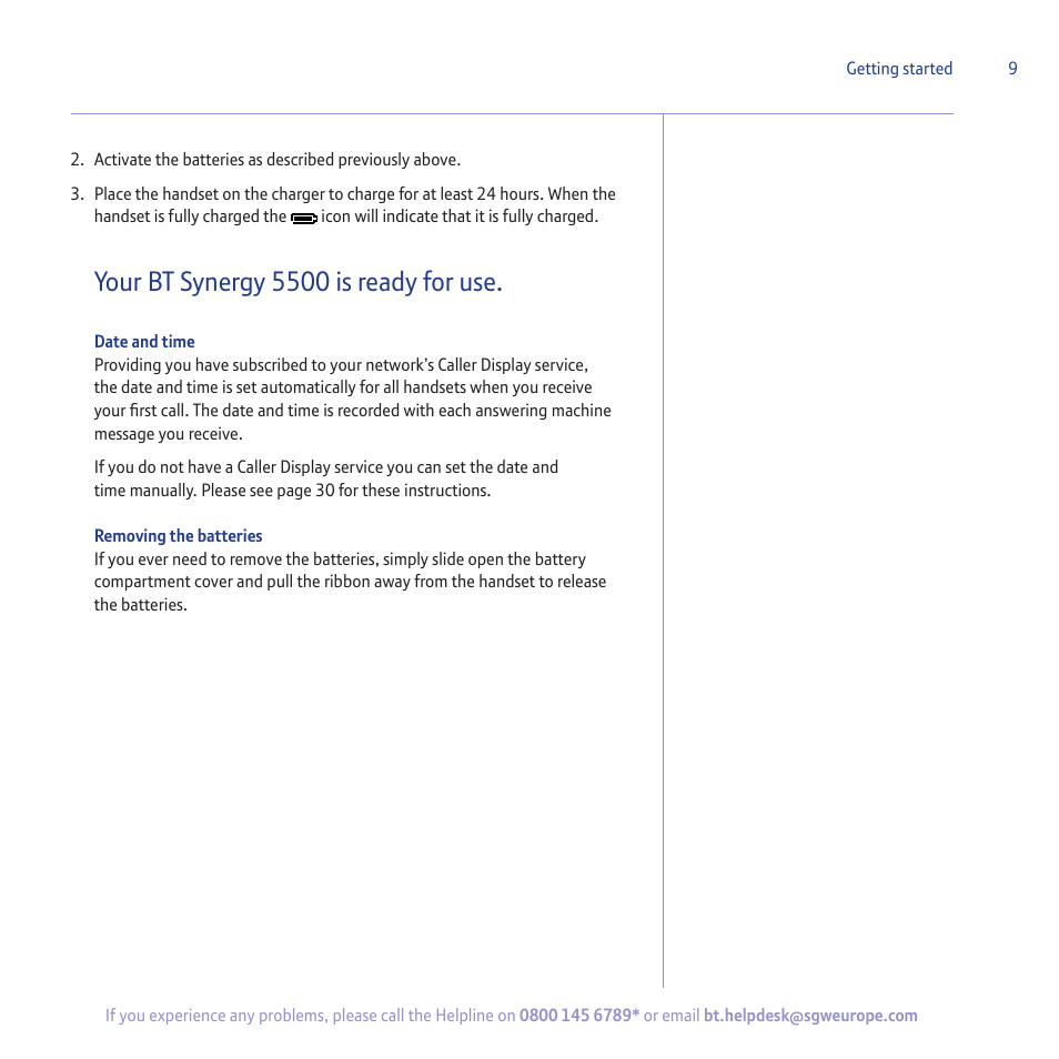 Your bt synergy 5500 is ready for use | BT 5500 User Manual | Page 9 / 68