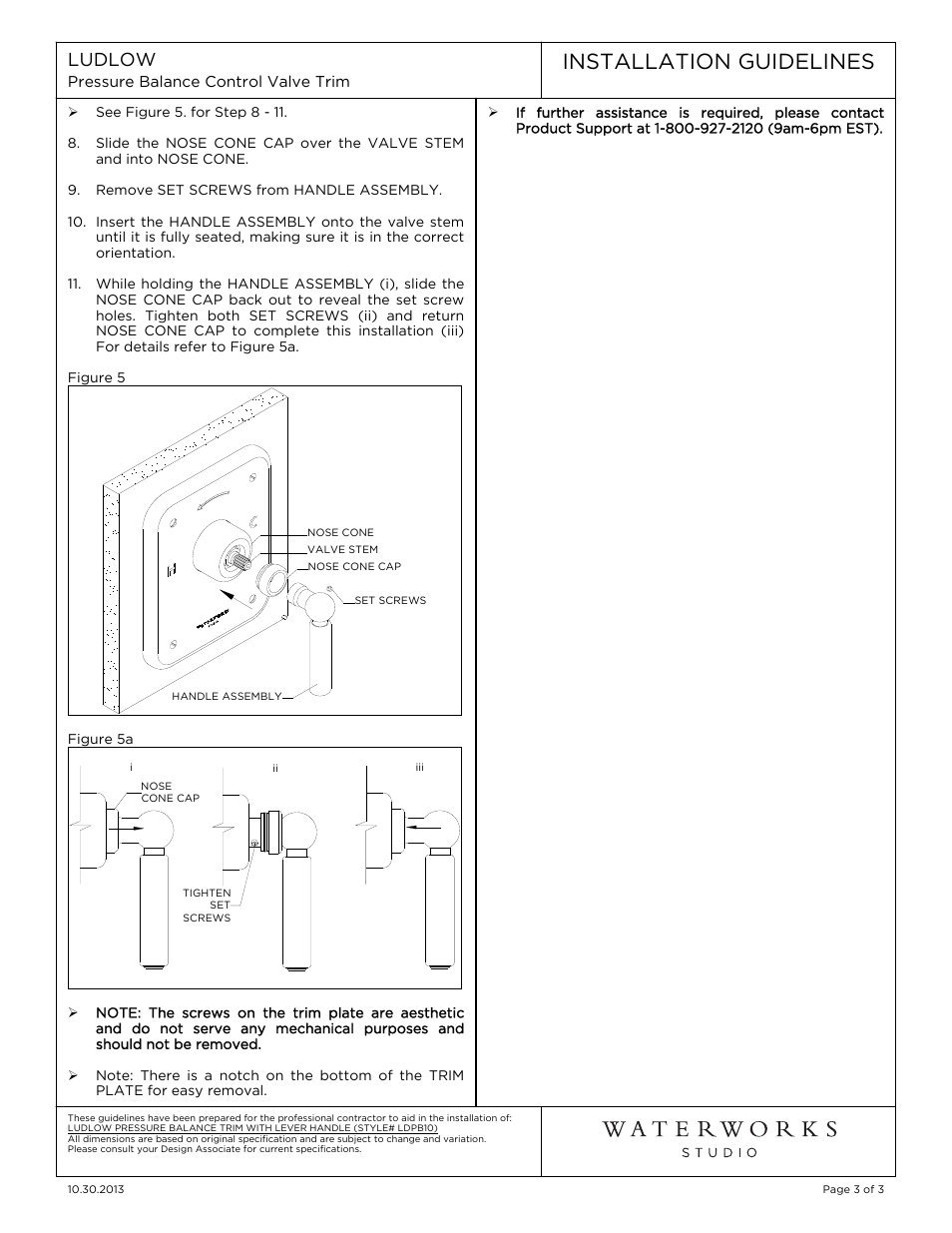 Installation guidelines | Waterworks Ludlow Pressure Balance Control Valve Trim with Metal Lever Handle User Manual | Page 3 / 3