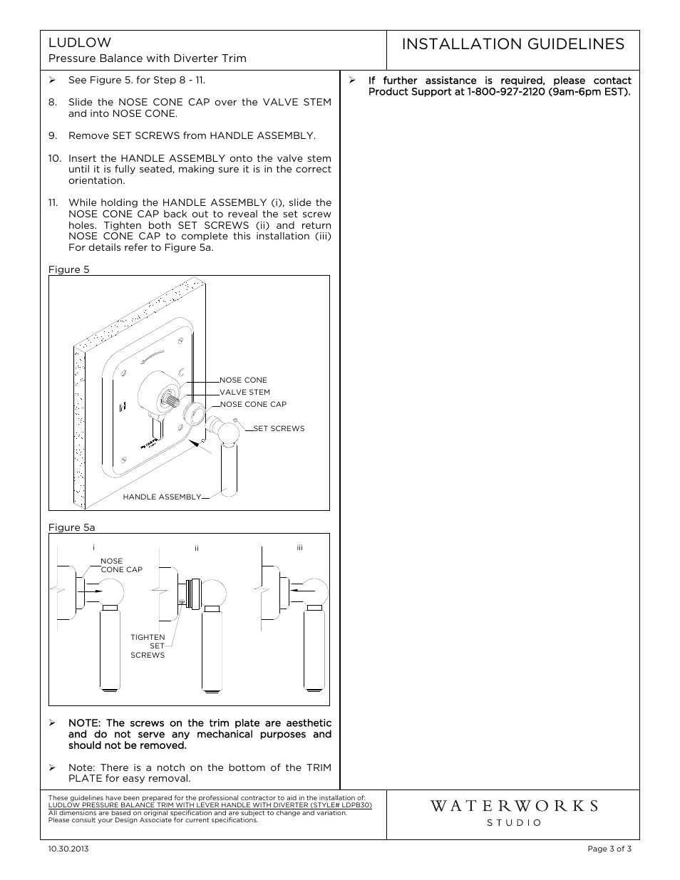 Installation guidelines | Waterworks Ludlow Pressure Balance with Diverter Trim with Metal Lever Handle User Manual | Page 3 / 3