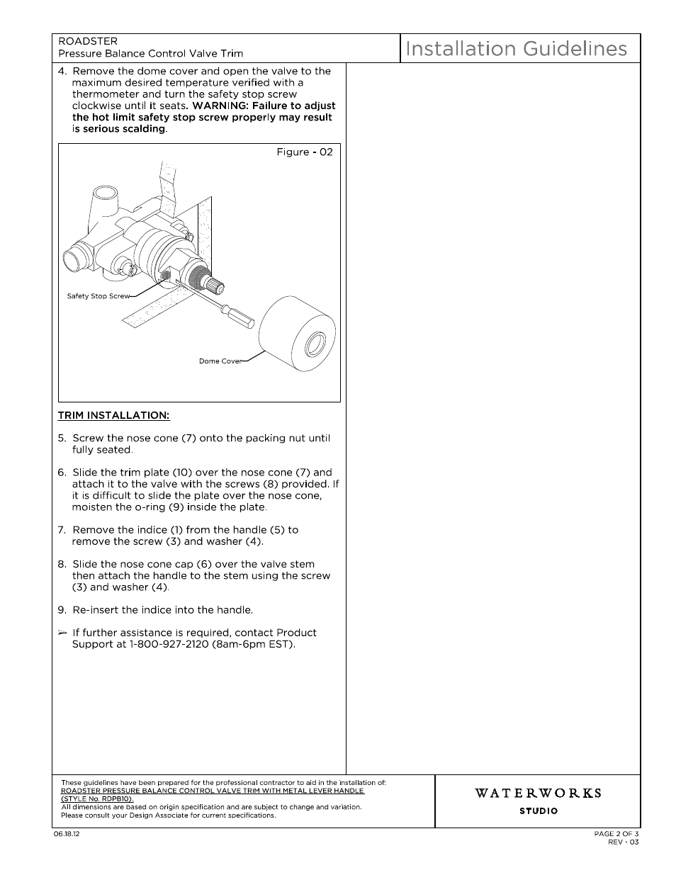 Rdpb10_ig model (2) | Waterworks Roadster Pressure Balance Control Valve Trim with Metal Lever Handle User Manual | Page 2 / 10